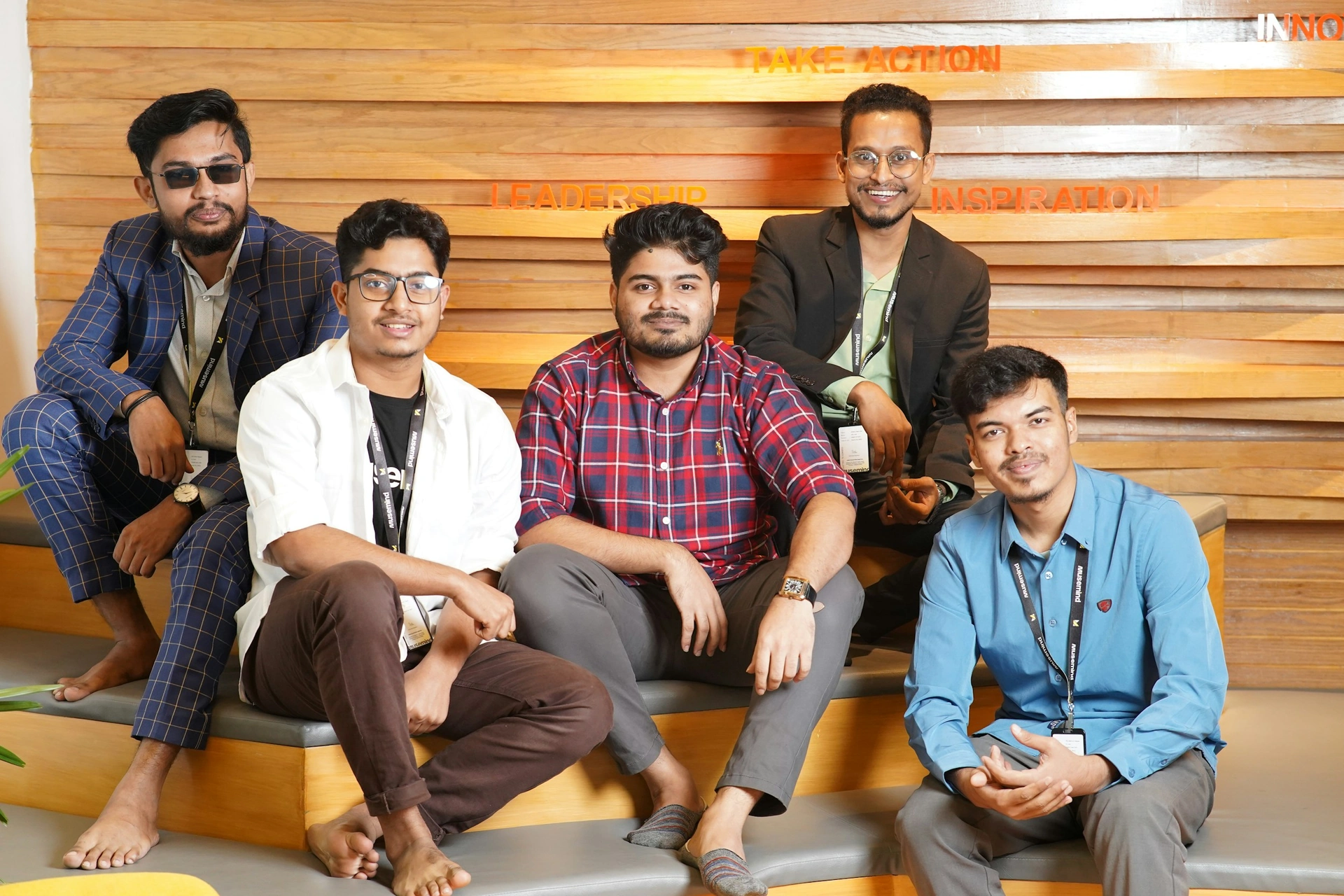Team members together at a company event